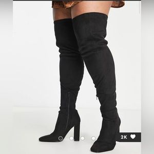 ASOS DESIGN Curve Kenni block heel over-the-knee boots in black